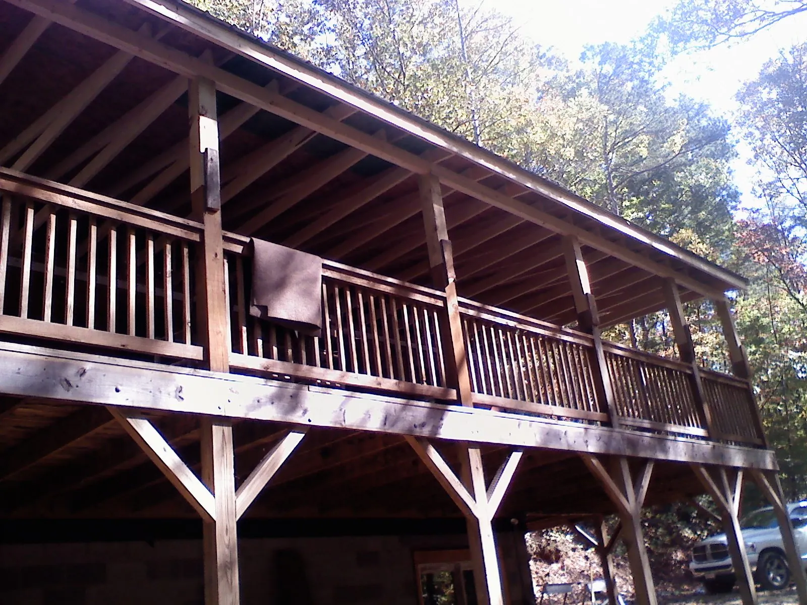 Timber framing under a new elevated porch and deck — Roof Leak Repair in Lakeland by Roofing Brothers