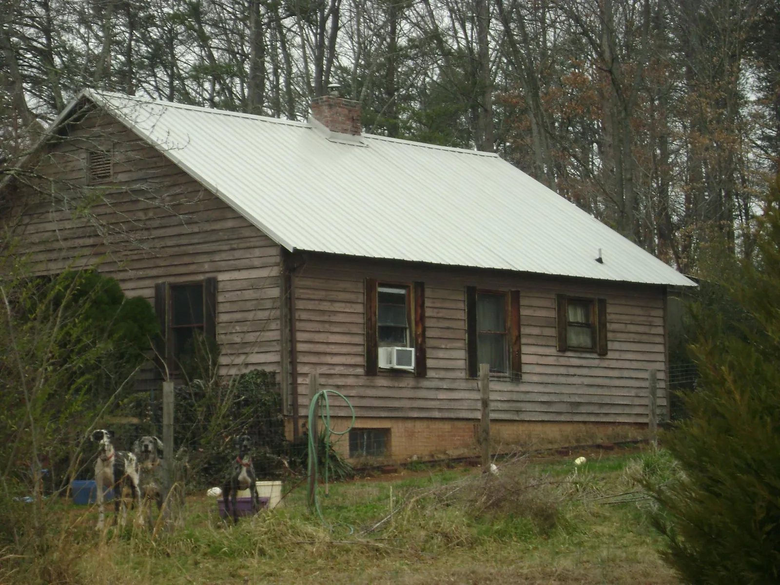 White metal roof on an old wood sided farmhouse, from a Metal Roof Installation job in Lakeland